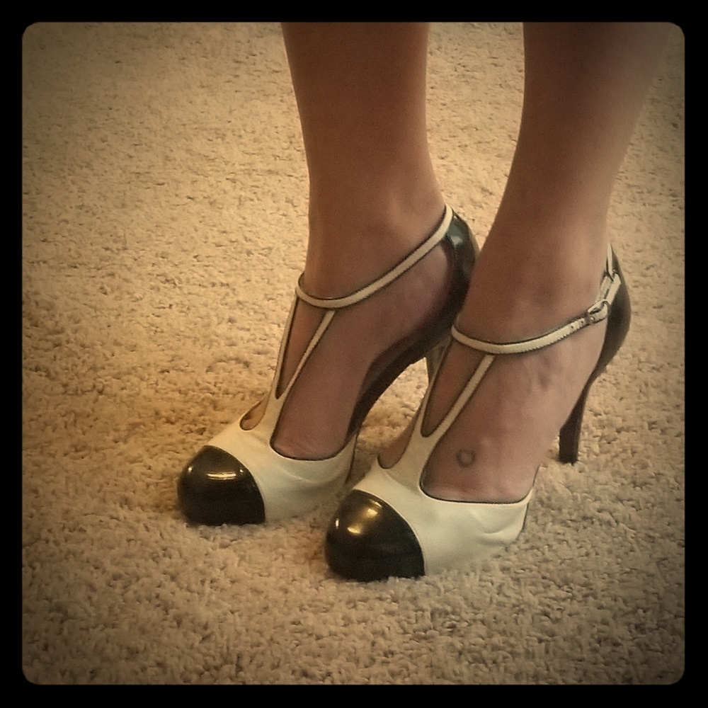 White House Black Market  T-strap Heels